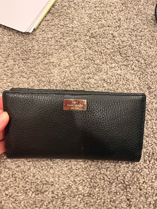 kate spade Handbags - kate spade Black Pebbled Leather Continental Wallet with Gold Plaque